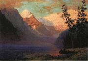 Albert Bierstadt Evening Glow at Lake Louise, Rocky Mountains, Canada USA oil painting artist